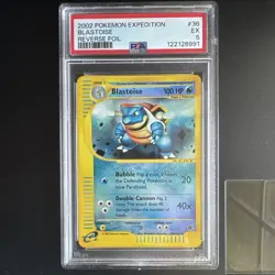 2002 POKEMON EXPEDITION #36 BLASTOISE-REVERSE FOIL PSA 5 - Image 1