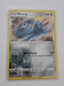 Pokemon Silver Tempest Metang 118/195 REVERSE HOLO PACK FRESH NM - Image 1