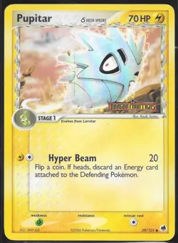 2006 Pokemon Pupitar 59/101 EX Dragon Frontiers Reverse Holo Stamped - NM - Image 1