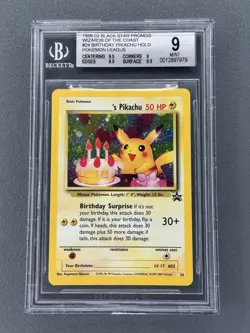1999-02 Pokemon Birthday Pikachu #24 Pokemon League Black Star Promo BGS 9 MINT - Image 1