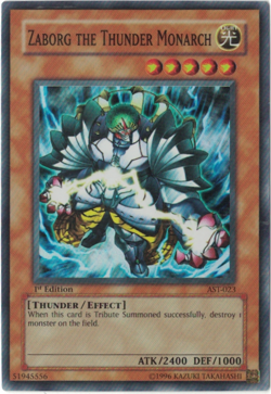 Yu-Gi-Oh! Zaborg the Thunder Monarch (LP) 1st edition Super Rare AST-023 - Image 1