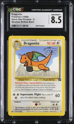 CGC 8.5 Dragonite 5 WOTC Black Star Promo Pokemon Card - Image 1