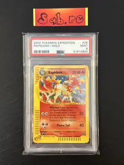 PSA 9 Rapidash Holo Rare Expedition 26/165 Pokemon Card - Image 1