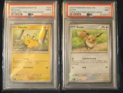 PSA 9 Pokemon Together Stamped Pikachu and Eevee (25 + 133) Promo Pokemon Cards - Image 1