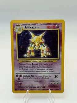 Pokemon TCG Alakazam Base Set Holo Card 1/102 Unlimited Holo Rare, LP Condition - Image 2