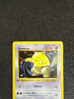 1st Edition Shadowless Drowzee Pokemon Card 1999 Base Set WOTC TCG 49/102 - Image 3
