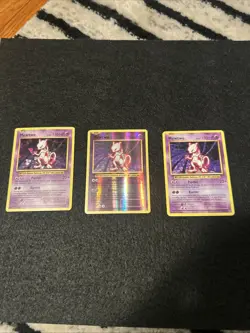 XY Evolutions Mewtwo 3 Card Pokemon Lot Cracked Ice Holo, Reverse, Non Holo MP+ - Image 1