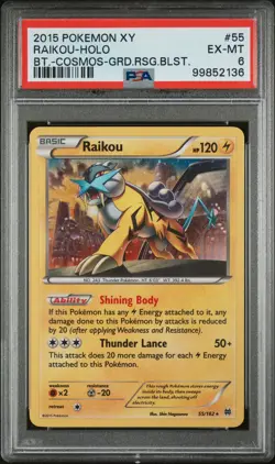 2015 POKEMON XY BREAKTHROUGH #55 RAIKOU-HOLO PSA 6 - Image 1