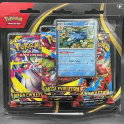 Pokemon Mega Evolution 3 Pack Blister ME01 Golduck Promo - Image 1