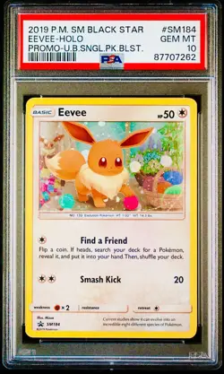 2019 Pokemon SM Black Star Promo #SM184 Eevee PSA 10 GEM MINT Cosmos (POP 65) - Image 1