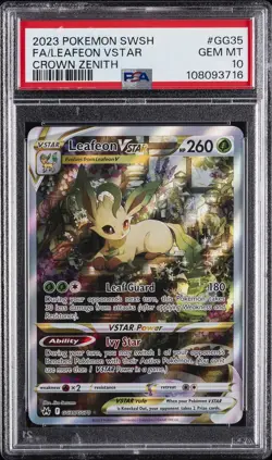 2023 POKEMON SWORD & SHIELD CROWN ZENITH #GG35 FULL ART/LEAFEON VSTAR PSA 10 - Image 1