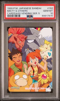 1999 POKEMON JPN BANDAI CARDDASS VENDING SER 5 #192 MISTY & OTHERS PSA 10 - Image 1