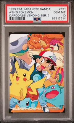 1999 POKEMON JPN BANDAI CARDDASS VENDING SER 5 #191 ASH'S POKEMON PSA 10 - Image 1