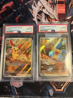 Pokemon 2023 Paradox Rift Plusle 193/182 & Minun 194/182 PSA 10 - Image 1