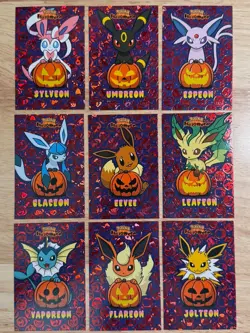 Eeveelutions Pumpkin Pokemon HALLOWEN Card Database SET Red Foil Holo - Image 1