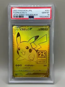 PSA 10 Pikachu V Pokemon Card 001/015 Japan 25th Anniversary Golden Box TCG 2021 - Image 1