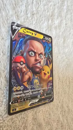 ART CARD Pokemon TCG Warriors NBA Stephen Curry V Pikachu Illustration TEXTURED - Image 4