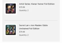 MTG Secret Lair Bundle PRESALE (4x Total). 2 Kieran Y. Foil. 2 Iron Maiden Foil - Image 1