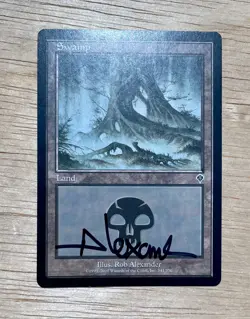 VTG 2000 MAGIC THE GATHERING MTG Swamp Invasion Basic Land Signed Rob Alexander - Image 1