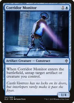 Corridor Monitor NM/M Throne of Eldraine Artifact Creature Construct Mtg Magic - Image 1