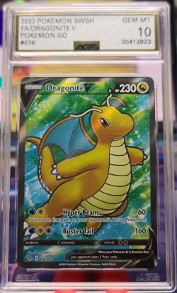 2022 POKEMON GO #076 FULL ART/DRAGONITE V AGS 10 GEM-MT 💎 POP 2 - Image 1