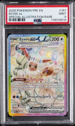 2025 POKEMON PRE EN-PRISMATIC EVOLUTIONS #167 EEVEE EX PSA 9 - Image 1