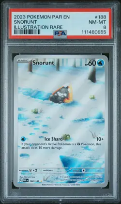 2023 POKEMON PAR EN-PARADOX RIFT ILLUSTRATION RARE #188 SNORUNT PSA 8 - Image 1