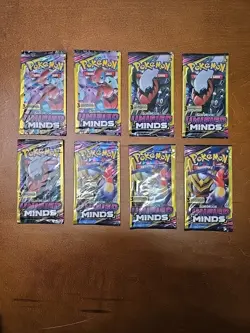 Pokemon Sun & Moon Unified Minds (8) 3-Card Booster Packs Art Set Sealed GB013 - Image 1