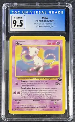 CGC 9.5 (10) Mew #8 Vintage Pokemon Card English Black Star Promo Pokemon League - Image 1