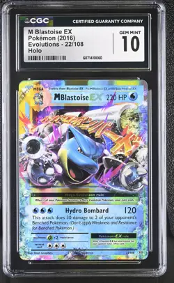 CGC 10 GEM MINT M Blastoise EX 2016 Evolutions 22/108 Holo Pokemon Card - Image 1