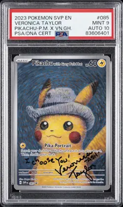 POKEMON PIKACHU WITH GREY FELT HAT SVP EN 085 VERONICA TAYLOR PSA 9 AUTO 10 - Image 1
