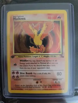 Pokemon TCG Moltres 1st Edition Holo Fossil 1999 #12/62 - Image 1
