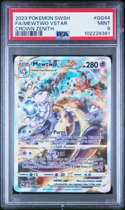 2023 POKEMON SWORD & SHIELD CROWN ZENITH #GG44 FULL ART/MEWTWO VSTAR PSA 9 - Image 1