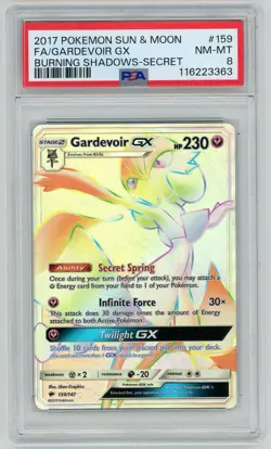 2017 Pokemon Burning Shadows Gardevoir GX Secret Rare Rainbow 159/147 PSA 8 NM - Image 1