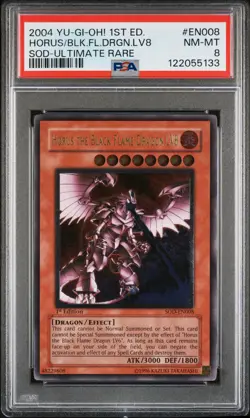 2004 YU-GI-OH! SOD-SOUL OF THE DUELIST HORUS THE BLACK FLAME DRAGON LV8 PSA 8 - Image 1