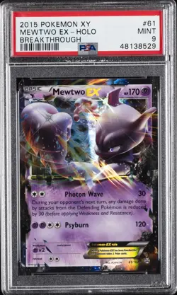 2015 POKEMON XY BREAKTHROUGH #61 MEWTWO EX PSA 9 - Image 1