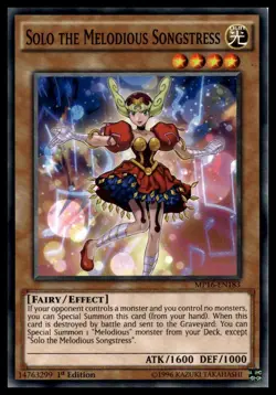 Solo the Melodious Songstress MP16-EN183 1st Edition YuGiOh NM - Image 1