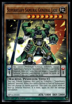 Superheavy Samurai General Jade MP16-EN181 1st Edition YuGiOh NM - Image 1