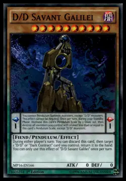 D/D Savant Galilei MP16-EN166 1st Edition YuGiOh NM - Image 1