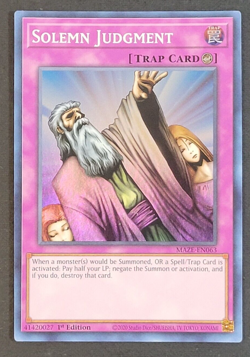 Yugioh TCG - 1x Solemn Judgement - MAZE-EN063 - NM/LP - 1st Super Rare - 2023 - Image 1