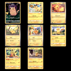 Pikachu Card Lot 8 Pokemon Cards Full Art Promo 005/025 S&V S&H Collection Set - Image 1