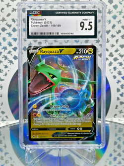 CGC 9.5 Rayquaza V 100/159 Crown Zenith Full Art Rare Pokemon Card - Image 1