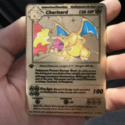 Charizard 120HP Metal gold POKEMON collectible custom / display / gift card - Image 1