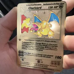 Charizard 120HP Metal gold POKEMON collectible custom / display / gift card - Image 2
