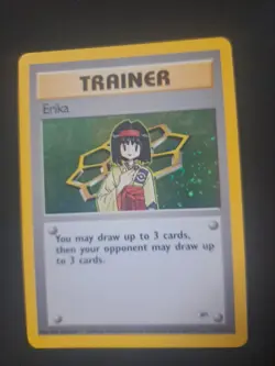 Pokemon TCG Erika Trainer Card 16/132 Holo Rare Gym Heroes LP SWIRL - Image 1