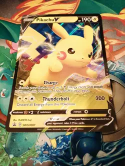 Pokemon Card Pikachu V SWSH061 Jumbo Oversized Black Star Promo Holo Rare - Image 1
