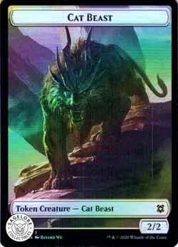MTG Cat Beast - Hydra Double-sided Token | NM Foil | Zendikar Rising {ZNR} - Image 1