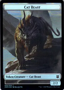 MTG Cat Beast - Hydra Double-sided Token | NM Foil | Zendikar Rising {ZNR} - Image 2
