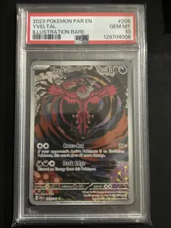 Yveltal 205/182 PSA 10 Pokemon Sv04: Paradox Rift Illustration Rare Holo English - Image 1