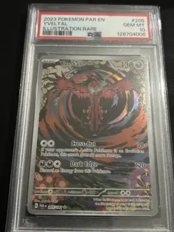Yveltal 205/182 PSA 10 Pokemon Sv04: Paradox Rift Illustration Rare Holo English - Image 2